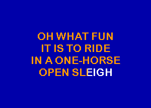 OH WHAT FUN
ITISTO RIDE

IN A ONE-HORSE
OPEN SLEIGH