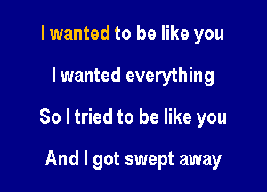 I wanted to be like you

I wanted everything

80 ltried to be like you

And I got swept away