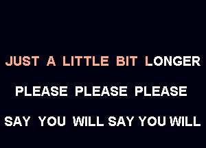 JUST A LITTLE BIT LONGER

PLEASE PLEASE PLEASE

SAY YOU WILL SAY YOU WILL