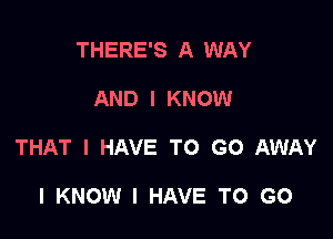 THERE'S A WAY

AND I KNOW

THAT I HAVE TO GO AWAY

I KNOW I HAVE TO GO