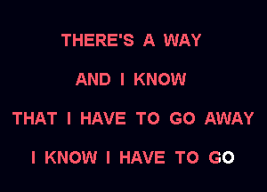 THERE'S A WAY

AND I KNOW

THAT I HAVE TO GO AWAY

I KNOW I HAVE TO GO
