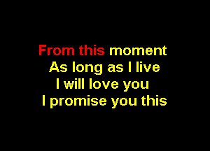 From this moment
As long as I live

I will love you
I promise you this