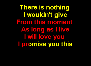 There is nothing
I wouldn't give
From this moment
As long as I live

I will love you
I promise you this