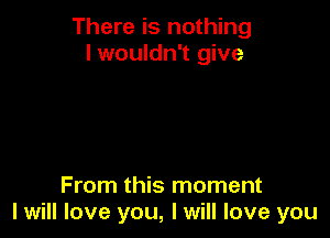 There is nothing
I wouldn't give

From this moment
I will love you, I will love you