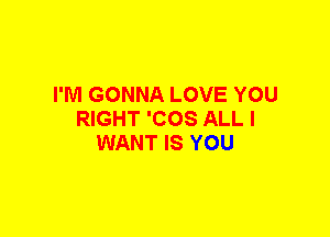 I'M GONNA LOVE YOU
RIGHT 'COS ALL I
WANT IS YOU