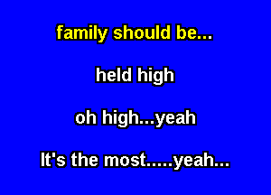 family should be...
held high

oh high...yeah

It's the most ..... yeah...