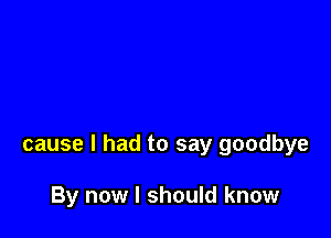 cause I had to say goodbye

By now I should know