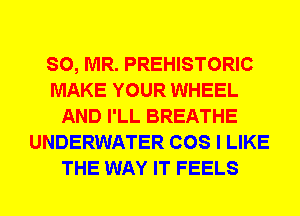 SO, MR. PREHISTORIC
MAKE YOUR WHEEL
AND I'LL BREATHE
UNDERWATER COS I LIKE
THE WAY IT FEELS