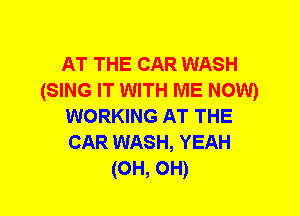 AT THE CAR WASH
(SING IT WITH ME NOW)
WORKING AT THE
CAR WASH, YEAH
(OH, OH)