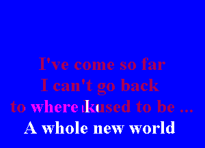 l I
A whole new world