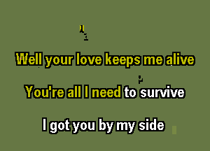 ll
Well your love keeps me alive

You're all I need to survive

I got you by my side