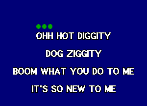 OHH HOT DIGGITY

DOG ZIGGITY
BOOM WHAT YOU DO TO ME
IT'S 30 NEW TO ME