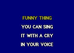 FUNNY THING

YOU CAN SING
IT WITH A CRY
IN YOUR VOICE