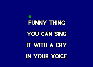 FUNNY THING

YOU CAN SING
IT WITH A CRY
IN YOUR VOICE