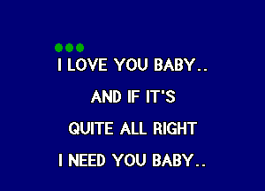 I LOVE YOU BABY..

AND IF IT'S
QUITE ALL RIGHT
I NEED YOU BABY..