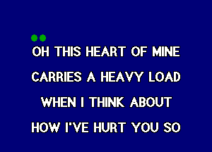 0H THIS HEART OF MINE

CARRIES A HEAVY LOAD
WHEN I THINK ABOUT
HOW I'VE HURT YOU SO