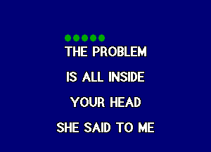 THE PROBLEM

IS ALL INSIDE
YOUR HEAD
SHE SAID TO ME