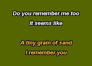 Do you rememberme too

It seems like

A tiny grain of sand

I remember you