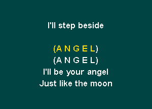 I'll step beside

(ANGEL)

(A N G E L)
I'll be your angel
Just like the moon