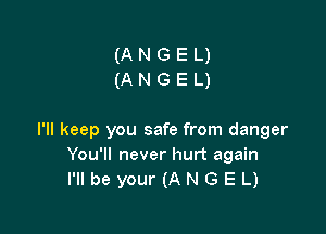 (ANGEL)
(ANGEL)

I'll keep you safe from danger
You'll never hurt again
I'll be your (A N G E L)