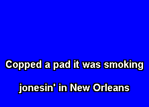 Copped a pad it was smoking

jonesin' in New Orleans
