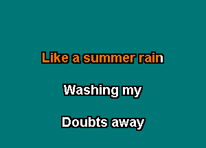 Like a summer rain

Washing my

Doubts away