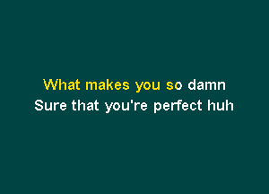 What makes you so damn

Sure that you're perfect huh