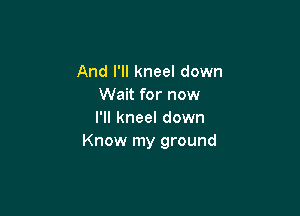 And I'll kneel down
Wait for now

I'll kneel down
Know my ground