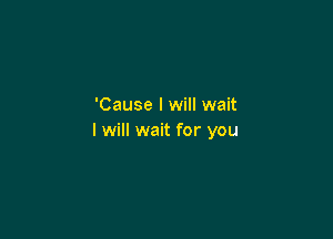 'Cause I will wait

I will wait for you