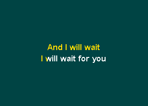 And I will wait

I will wait for you