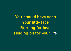 You should have seen
Your little face

Burning for love
Holding on for your life