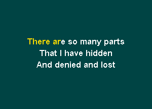 There are so many parts
That I have hidden

And denied and lost