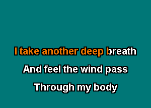 I take another deep breath

And feel the wind pass

Through my body