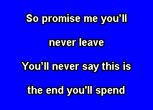 So promise me you,

never leave

Yowll never say this is

the end you'll spend