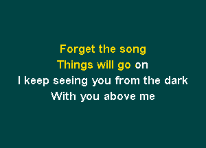 Forget the song
Things will go on

I keep seeing you from the dark
With you above me