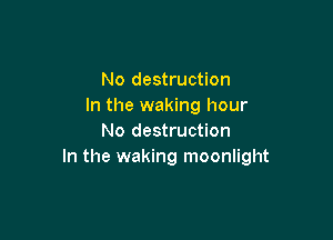 No destruction
In the waking hour

No destruction
In the waking moonlight