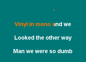 Vinyl in mono and we

Looked the other way

Man we were so dumb