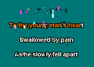 Tq-thp yvi'Ju'n'zqf2 man's heart

Swallowed 5V pain

Asihe slow Iy-feIIV-apart