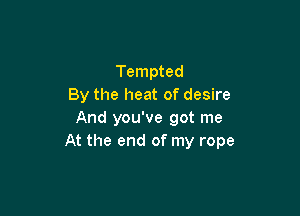 Tempted
By the heat of desire

And you've got me
At the end of my rope