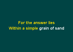 For the answer lies

Within a simple grain of sand