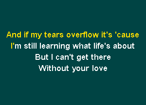 And if my tears overflow it's 'cause
I'm still learning what life's about

But I can't get there
Without your love