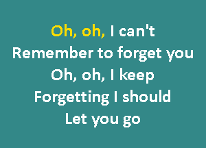 Oh, oh, I can't
Remember to forget you

Oh, oh, I keep
Forgetting I should
Let you go