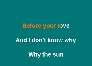 Before your love

And I don't know why

Why the sun