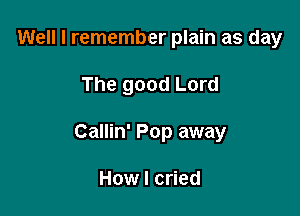 Well I remember plain as day

The good Lord

Callin' Pop away

How I cried