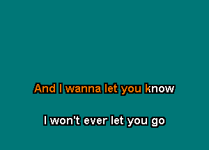 And I wanna let you know

lwon't ever let you go
