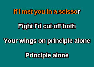 Ifl met you in a scissor

Fight I'd cut off both

Your wings on principle alone

Principle alone