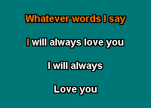 Whatever words I say

I will always love you

I will always

Love you