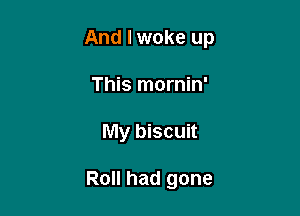And I woke up

This mornin'
My biscuit

Roll had gone