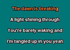 The dawn is breaking
A light shining through

You're barely waking and

I'm tangled up in you yeah