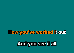 How you've worked it out

And you see it all